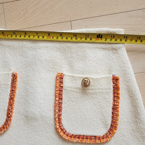 Maje ! Ivory and orange Trim mini Skirt ( EU/38) - Picture 9 of 11